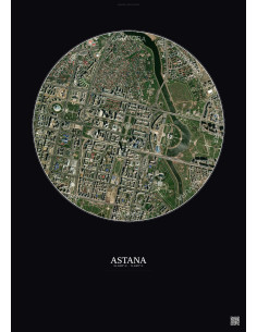 Affiche Astana – Poster vue satellite 2.5km Couleur | Gravura – Fond foncé
