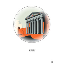 Affiche Naples – Poster illustration vintage – Museo Archeologico Nazionale Di Napoli | Gravura – Fond clair