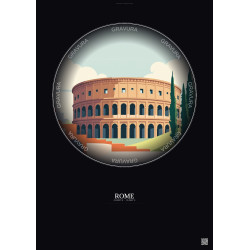 Affiche Rome – Poster illustration vintage – Colosseum | Gravura – Fond foncé