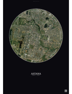 Affiche Astana – Poster vue satellite 6km Couleur | Gravura – Fond foncé