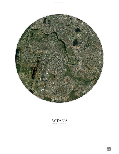 Astana Satellite View Poster 6km Color | Gravura – Light background