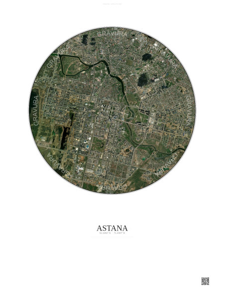 Astana Satellite View Poster 6km Color | Gravura – Light background