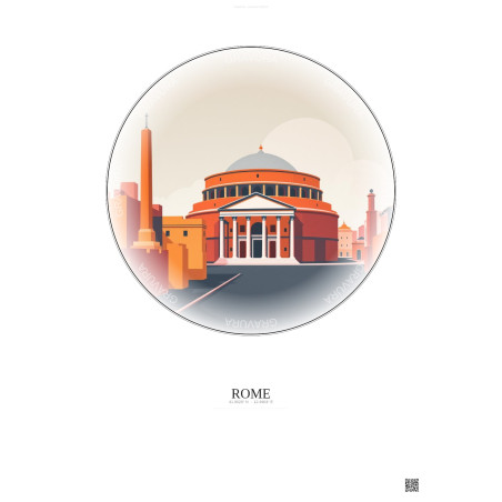 Affiche Rome – Poster illustration vintage – Pantheon | Gravura – Fond clair