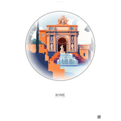 Affiche Rome – Poster illustration vintage – Trevi Fountain | Gravura – Fond clair