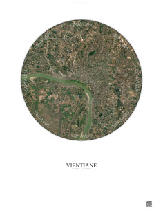 Affiche Vientiane – Poster vue satellite 10km Couleur | Gravura – Fond clair