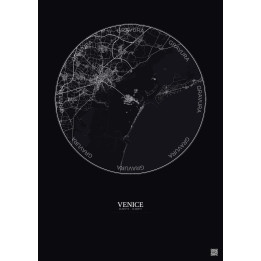 Affiche Venice – Poster carte de ville 20km | Gravura – Fond foncé