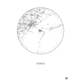 Venice City Map Poster 20km | Gravura – Light background