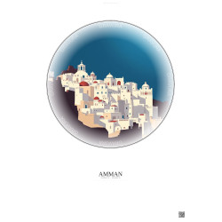 Affiche Amman – Poster illustration vintage – Amman | Gravura – Fond clair
