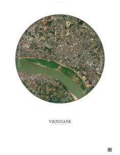 Affiche Vientiane – Poster vue satellite 2.5km Couleur | Gravura – Fond clair