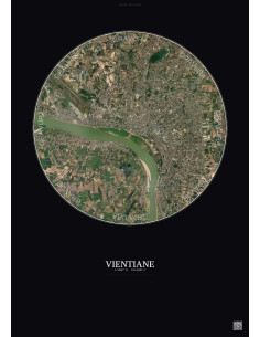 Affiche Vientiane – Poster vue satellite 6km Couleur | Gravura – Fond foncé
