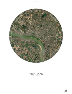 Affiche Vientiane – Poster vue satellite 6km Couleur | Gravura – Fond clair
