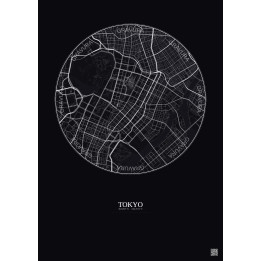 Tokyo City Map Poster 2.5km | Gravura – Dark background
