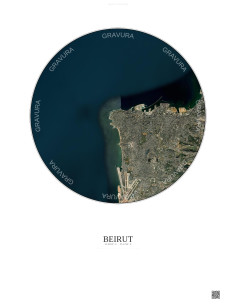 Beirut Satellite View Poster 10km Color | Gravura – Light background