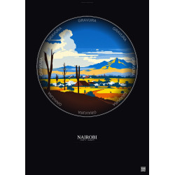 Affiche Nairobi – Poster illustration vintage – Nairobi | Gravura – Fond foncé