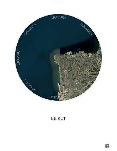 Affiche Beirut – Poster vue satellite 10km Couleur | Gravura – Fond clair