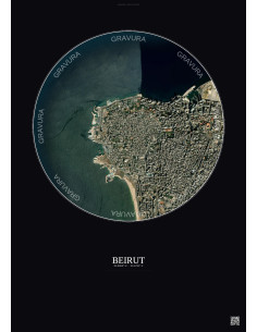 Beirut Satellite View Poster 2.5km Color | Gravura – Dark background