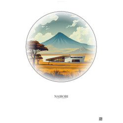 Affiche Nairobi – Poster illustration vintage – National Museums Of Kenya | Gravura – Fond clair
