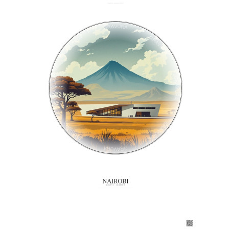 Nairobi Vintage Travel Poster – National Museums Of Kenya | Gravura – Light background