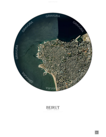 Affiche Beirut – Poster vue satellite 2.5km Couleur | Gravura – Fond clair