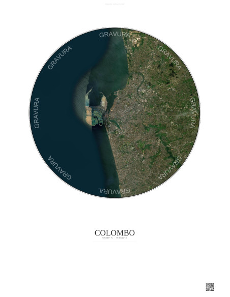 Affiche Colombo – Poster vue satellite 10km Couleur | Gravura – Fond clair