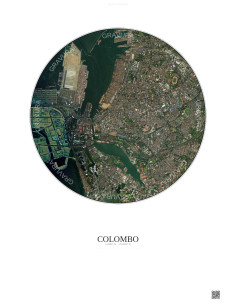 Affiche Colombo – Poster vue satellite 2.5km Couleur | Gravura – Fond clair
