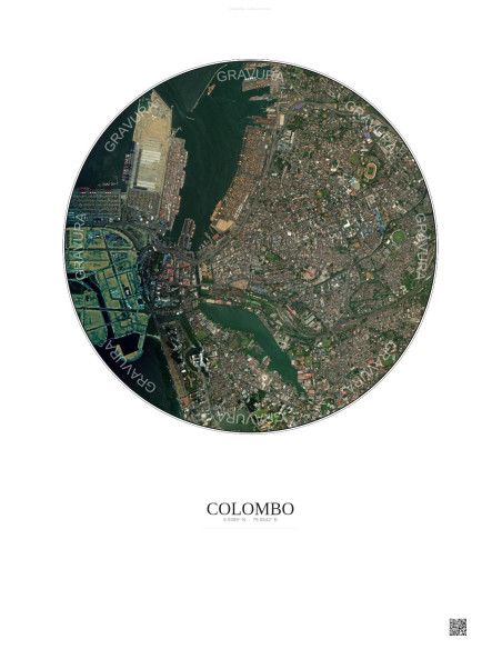 Colombo Satellite View Poster 2.5km Color | Gravura – Light background