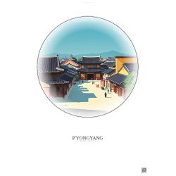Affiche P Yongyang – Poster illustration vintage – Historic Old Town Of P Yongyang | Gravura – Fond clair