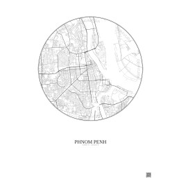 Phnom Penh City Map Poster 6km | Gravura – Light background