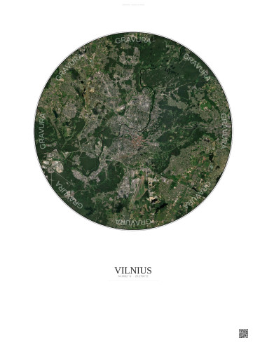 Affiche Vilnius – Poster vue satellite 10km Couleur | Gravura – Fond clair