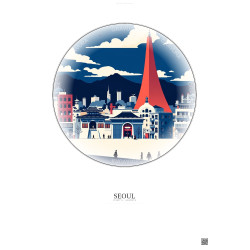 Affiche Seoul – Poster illustration vintage – Seoul | Gravura – Fond clair