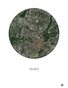 Affiche Vilnius – Poster vue satellite 2.5km Couleur | Gravura – Fond clair