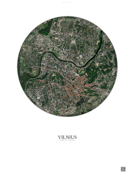 Affiche Vilnius – Poster vue satellite 2.5km Couleur | Gravura – Fond clair