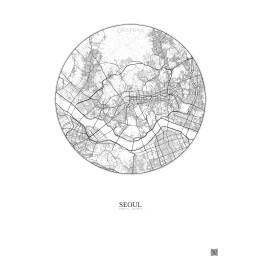 Seoul City Map Poster 10km | Gravura – Light background
