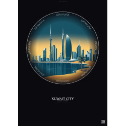 Affiche Kuwait City – Poster illustration vintage – Kuwait City | Gravura – Fond foncé