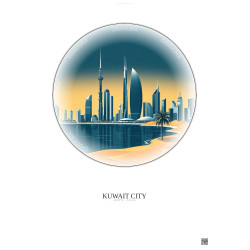 Affiche Kuwait City – Poster illustration vintage – Kuwait City | Gravura – Fond clair
