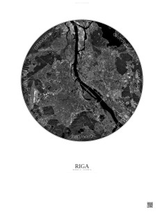 Riga Satellite View Poster 10km B&W | Gravura – Light background
