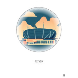 Affiche Astana – Poster illustration vintage – Astana Arena | Gravura – Fond clair