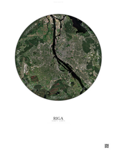 Affiche Riga – Poster vue satellite 10km Couleur | Gravura – Fond clair