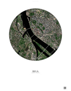 Riga Satellite View Poster 2.5km Color | Gravura – Light background