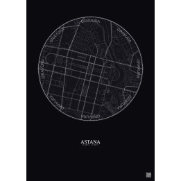 Affiche Astana – Poster carte de ville 2.5km | Gravura – Fond foncé