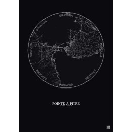 Affiche Pointe A Pitre – Poster carte de ville 20km | Gravura – Fond foncé