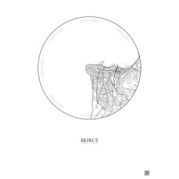Beirut City Map Poster 10km | Gravura – Light background