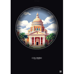 Affiche Colombo – Poster illustration vintage – National Museum Of Colombo | Gravura – Fond foncé