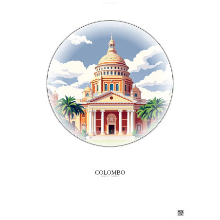 Affiche Colombo – Poster illustration vintage – National Museum Of Colombo | Gravura – Fond clair