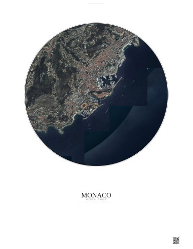 Monaco Satellite View Poster 2.5km Color | Gravura – Light background