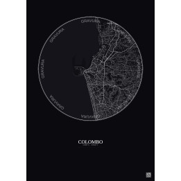 Colombo City Map Poster 10km | Gravura – Dark background