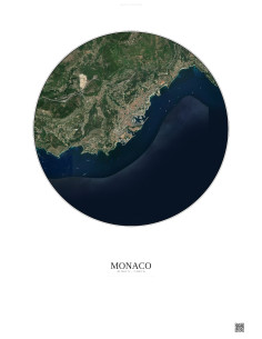 Affiche Monaco – Poster vue satellite 5km Couleur | Gravura – Fond clair