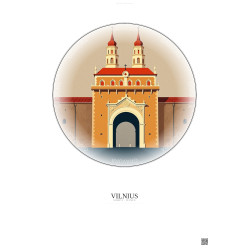 Affiche Vilnius – Poster illustration vintage – Gate Of Dawn | Gravura – Fond clair