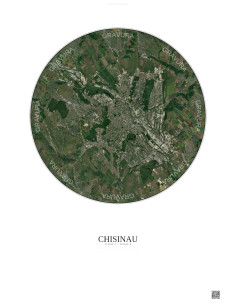 Affiche Chisinau – Poster vue satellite 10km Couleur | Gravura – Fond clair