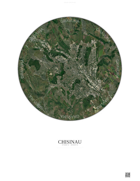 Affiche Chisinau – Poster vue satellite 10km Couleur | Gravura – Fond clair